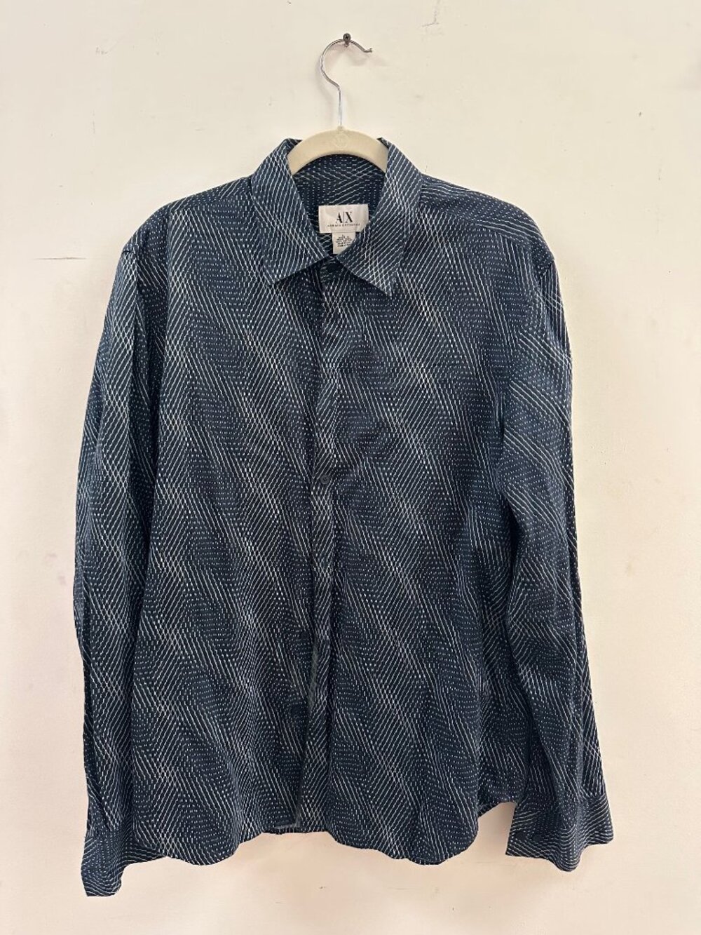 Armani Exchange Button Down Pattern Navy L